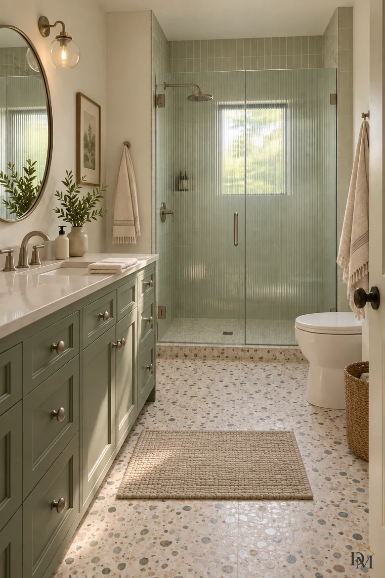 View B: the towel folded small on the counter beside the basin.