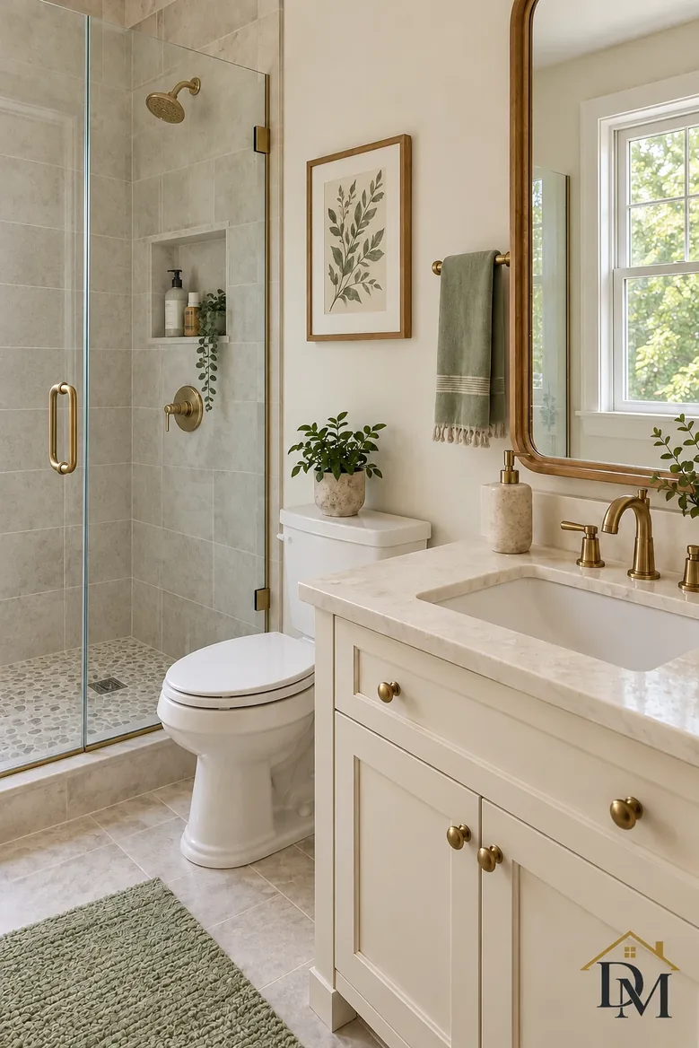 Unit bath, second look: towel folded and mat straight.
