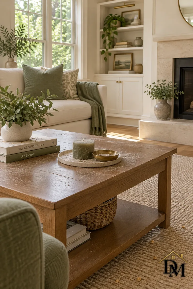 Mid-week: a mug, magazines and a throw gather on the table and sofa.