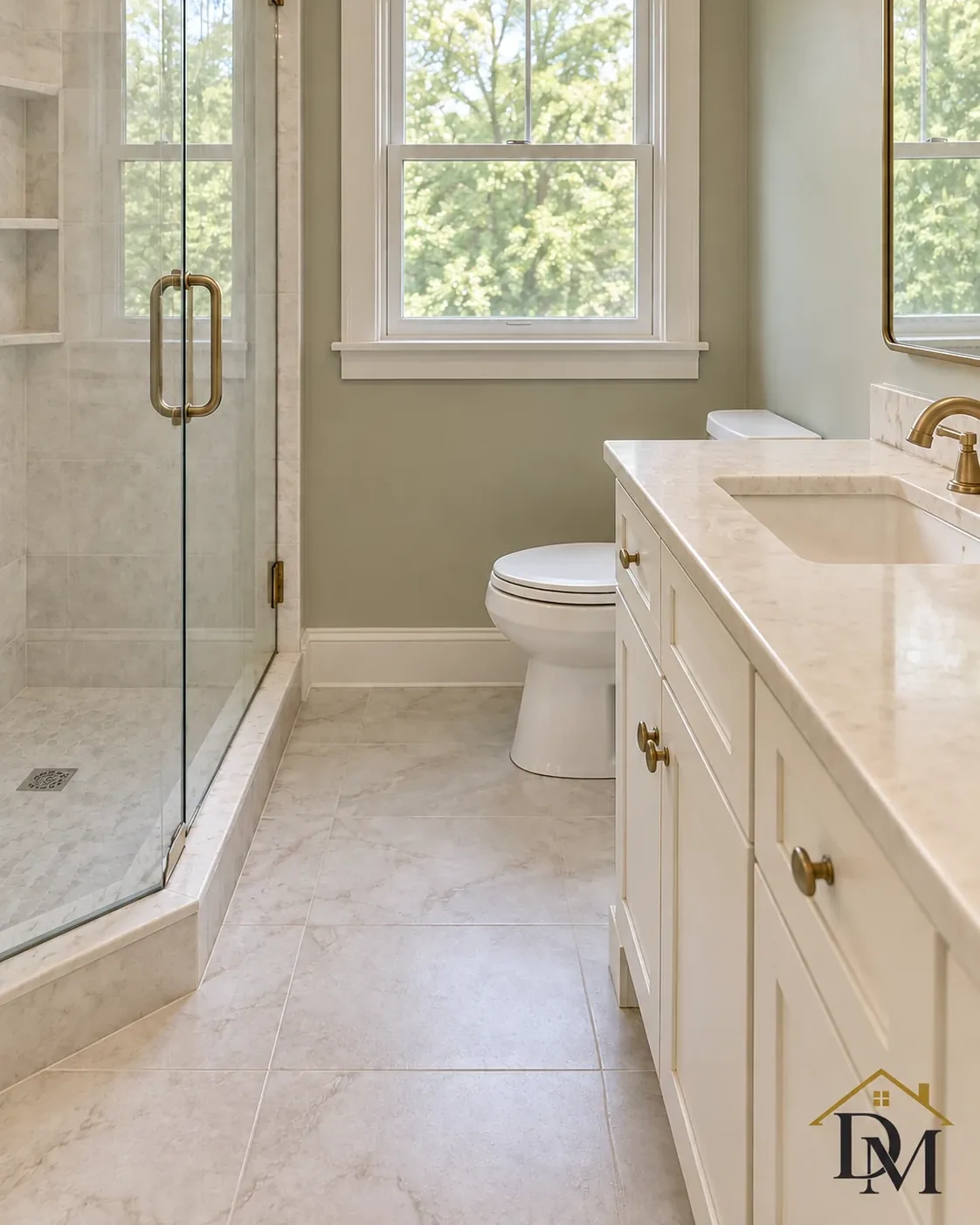 Ready to use: the bathroom floor is completely clear.
