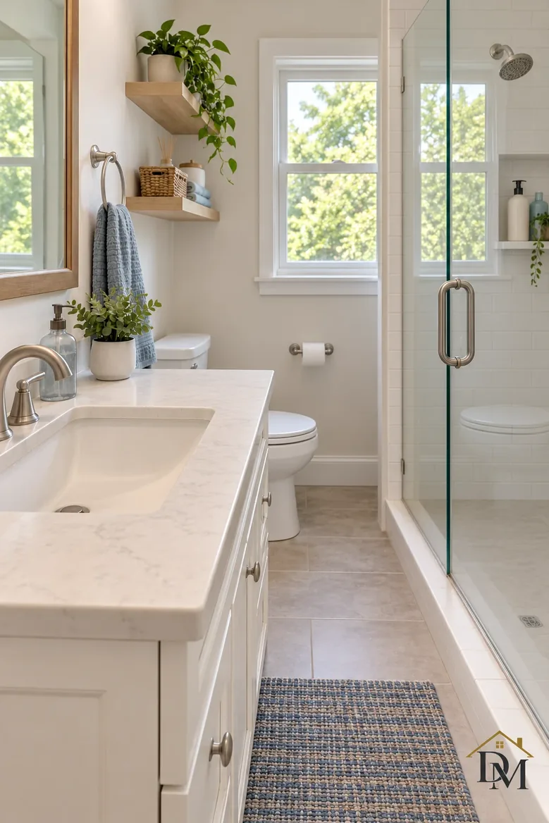 Second look: towel folded on the counter and mat set straight.