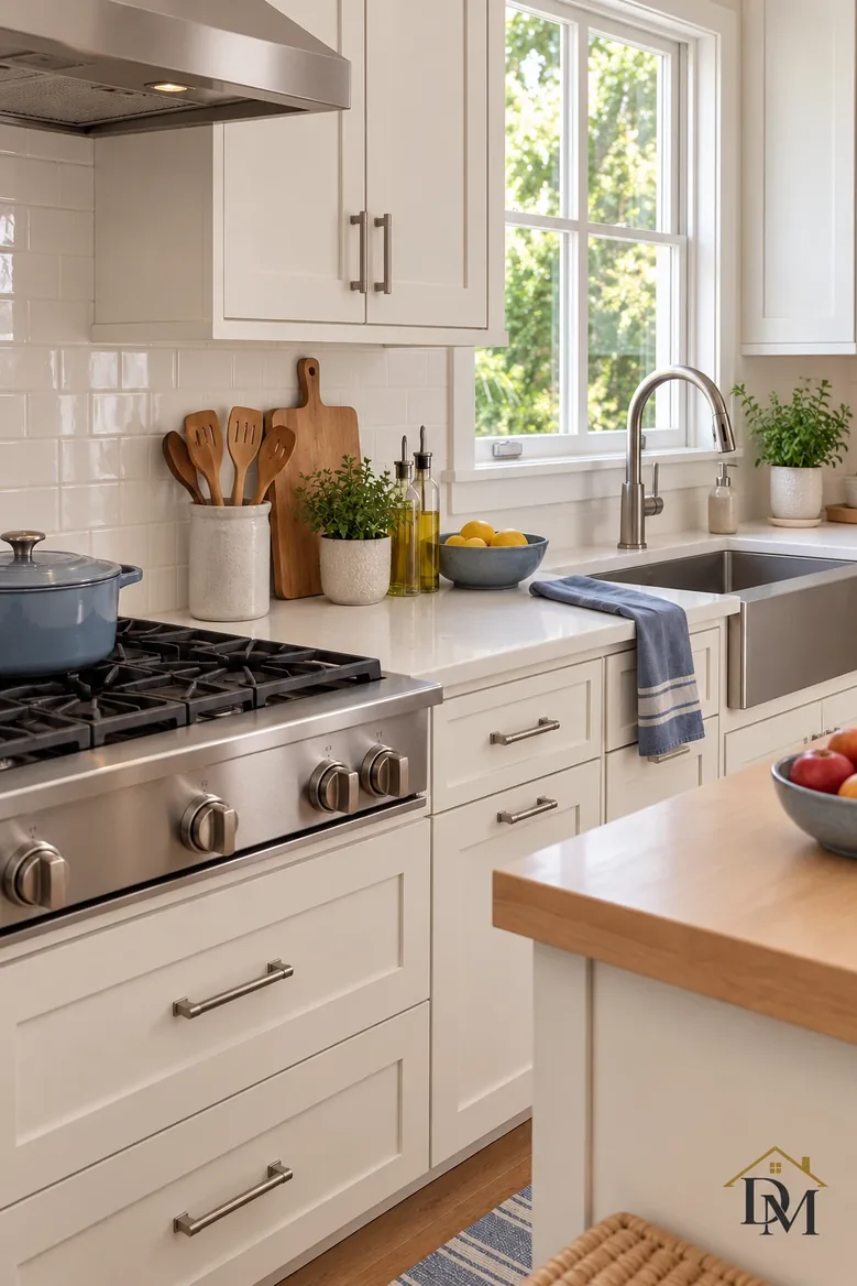 Second look: throw put away and the stone table clear.
