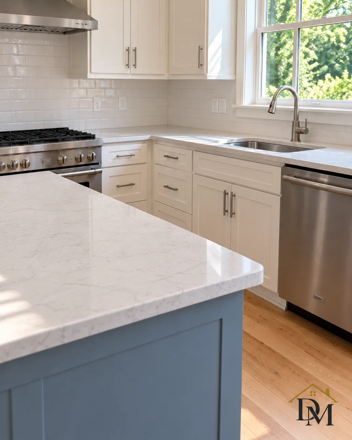 At key return, view B: built-ins and oak floor with nothing left behind.