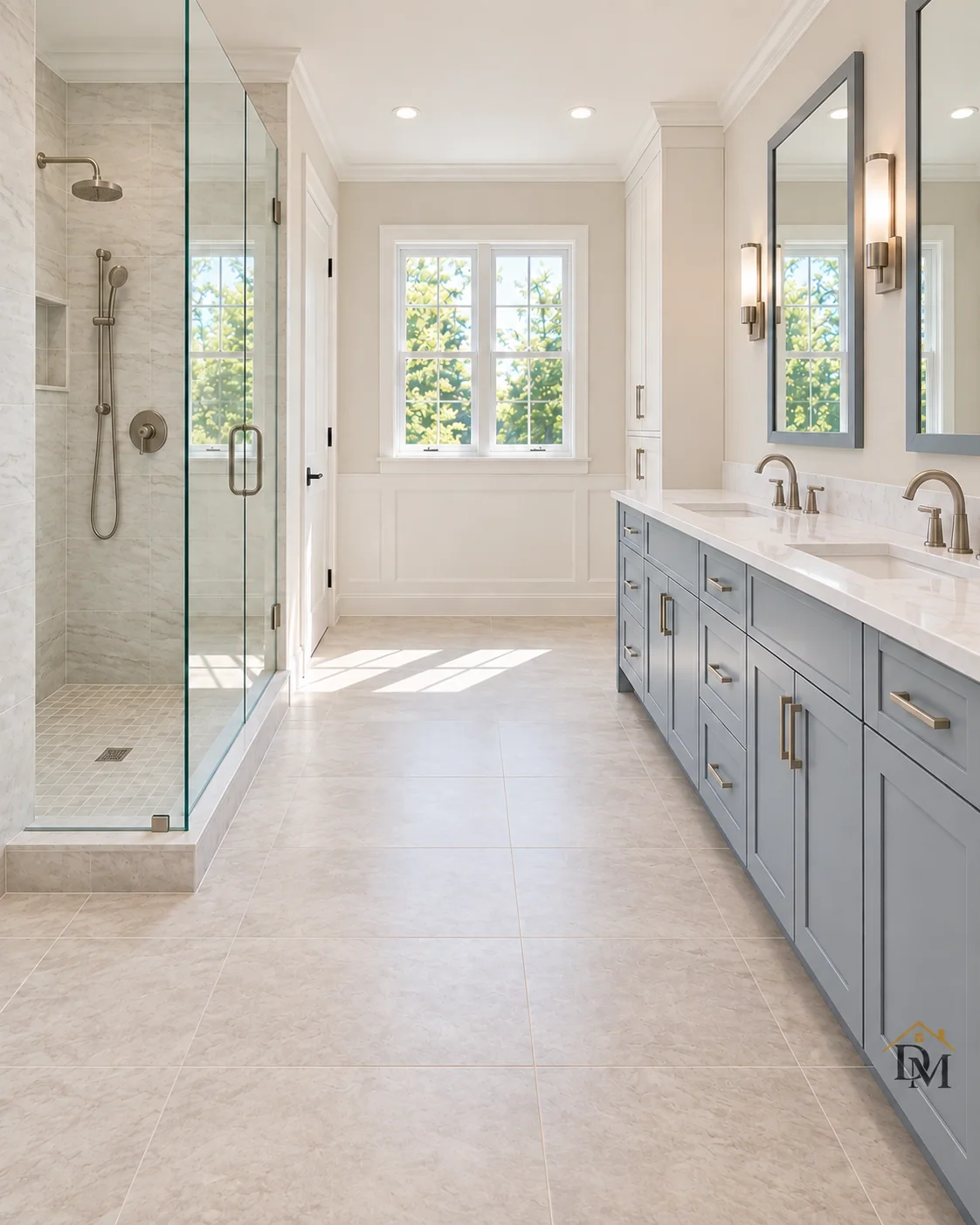 At handover, view B: nothing left on the bathroom floor.