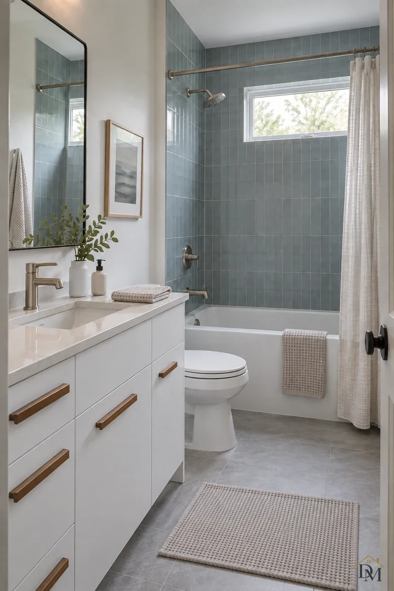 View two: the waffle towel sits folded on the counter by the soap.