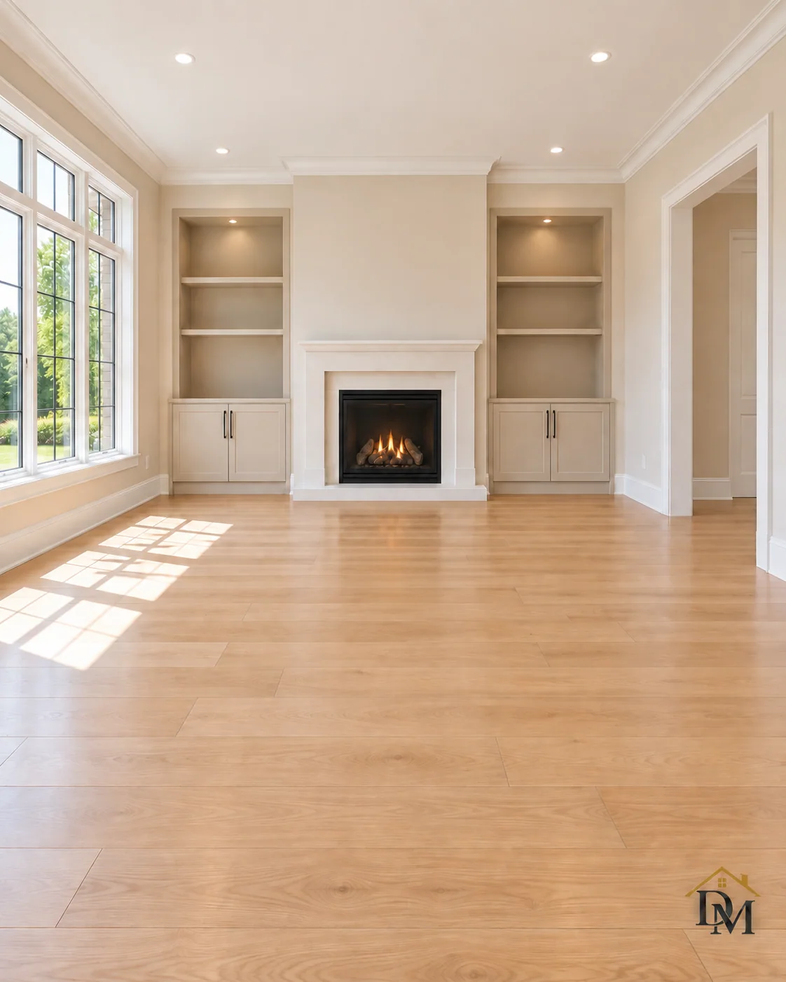 Ready for furniture: caddy gone and the oak floor clear.
