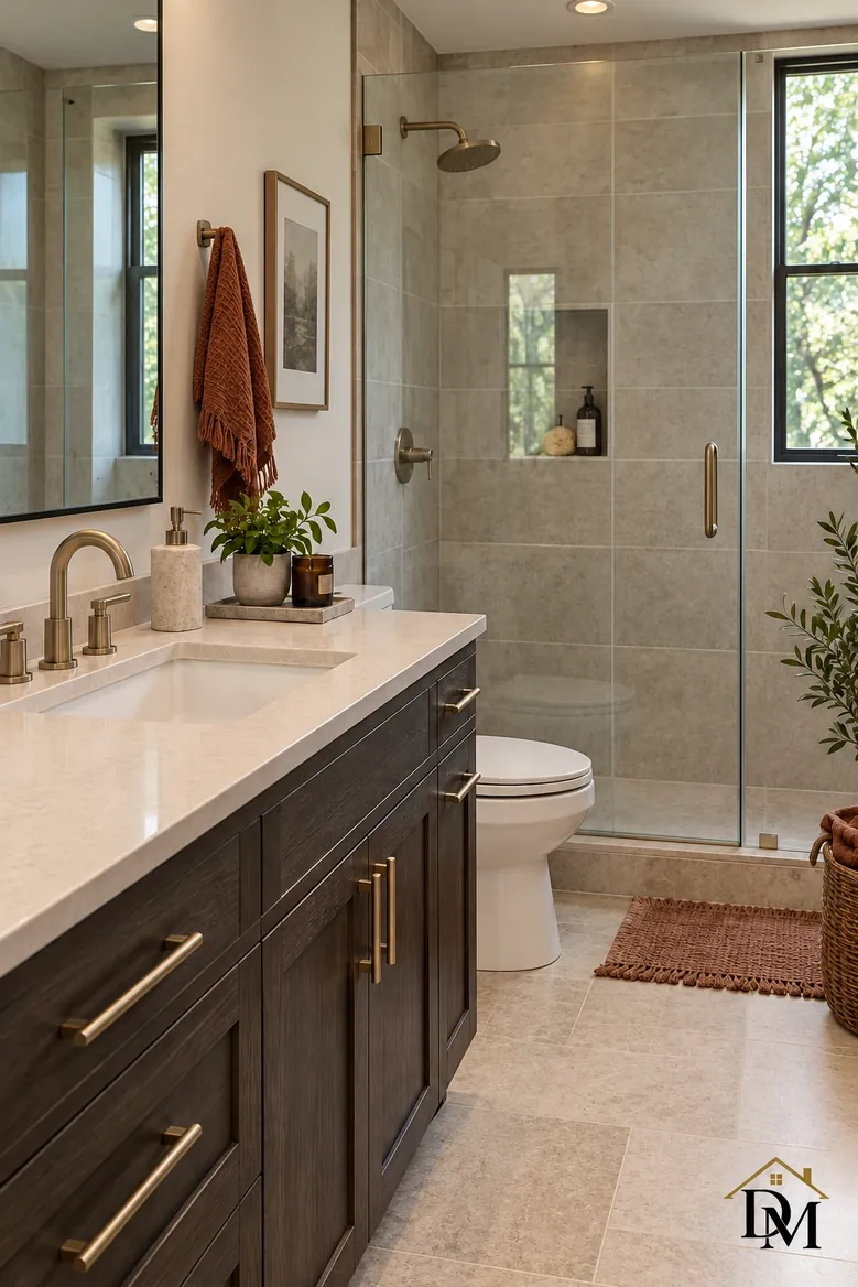 Vanity edge clear so buildup around the taps can be worked.