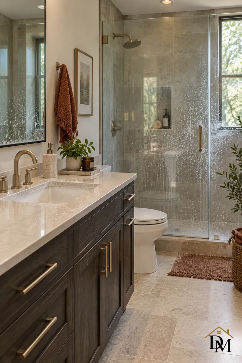 A towel over the vanity edge, covering the basin area.