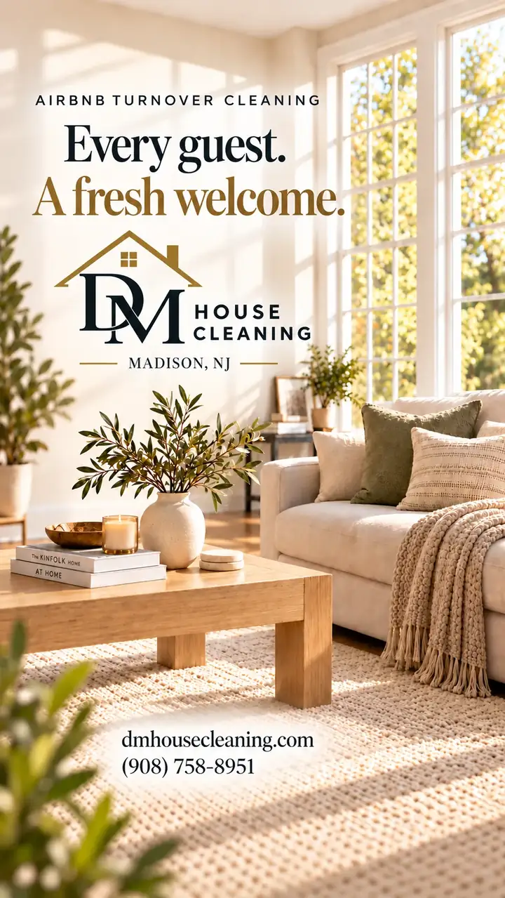 Airbnb cleaning video from DM House Cleaning in Madison, NJ