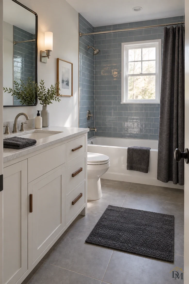 View B: the towel folded on the counter and the vanity edge clear.