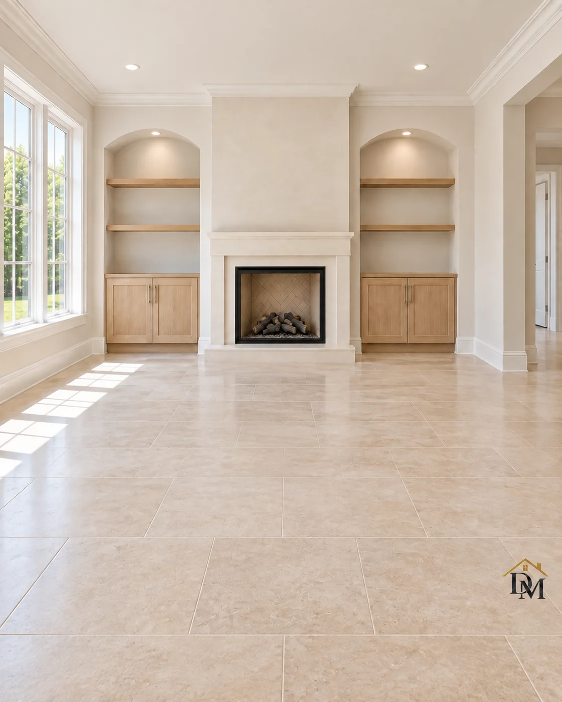 At handover: room empty and the tile floor clear.
