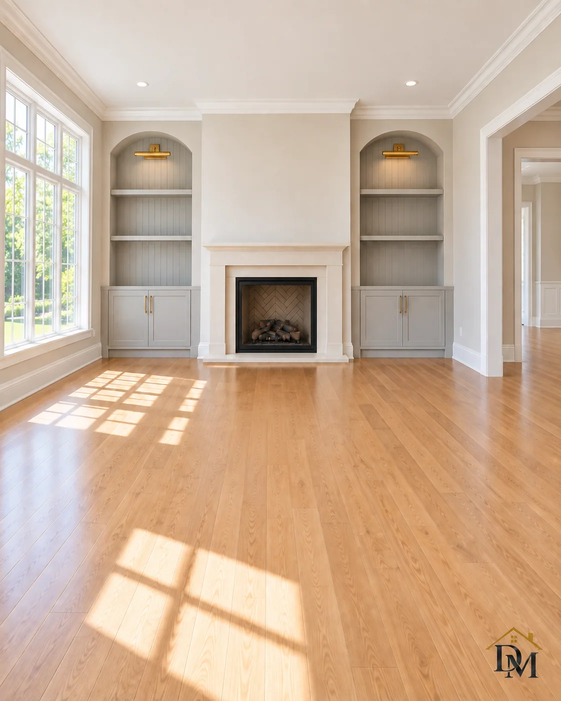 Move-in ready: caddy lifted and the wood floor open in front of the arches.