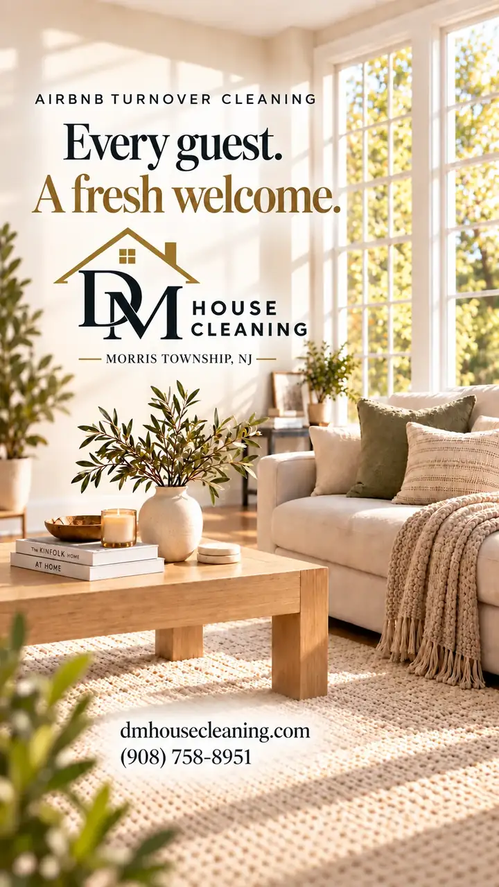 Airbnb cleaning video from DM House Cleaning in Morris Township, NJ