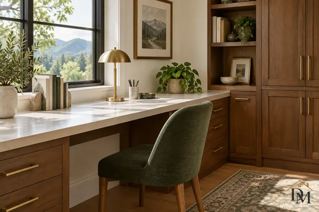 Front-loading washer and dryer with a sink counter and shelves; in-unit laundry fronts get a light wipe.