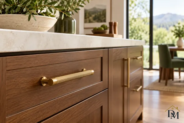 Bathroom vanity with a round mirror and folded towel; sink, faucet and mirror cleaned every visit.