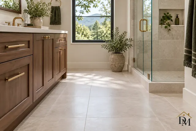 Bathroom vanity exterior, countertop and basin.