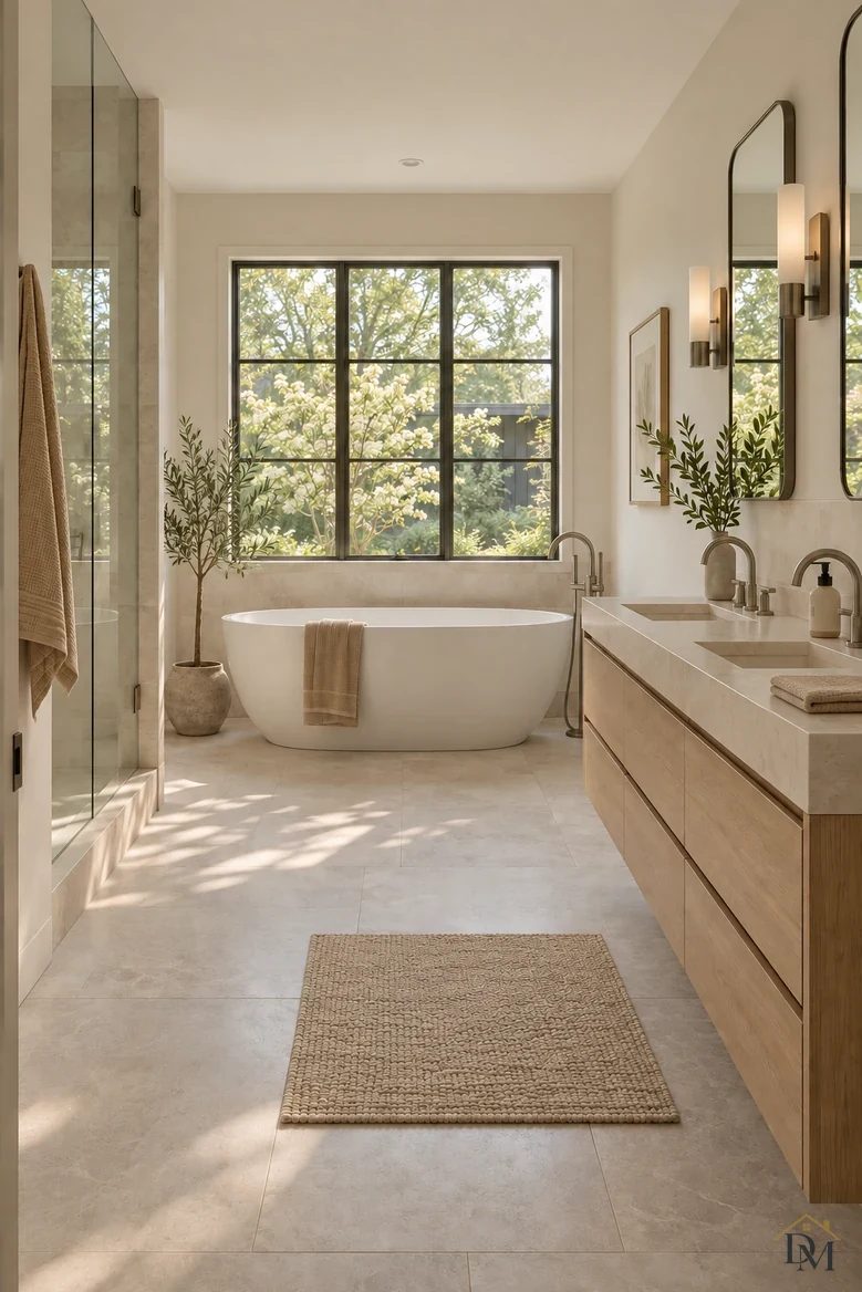 View B: the hand towels folded in a stack on the vanity top.