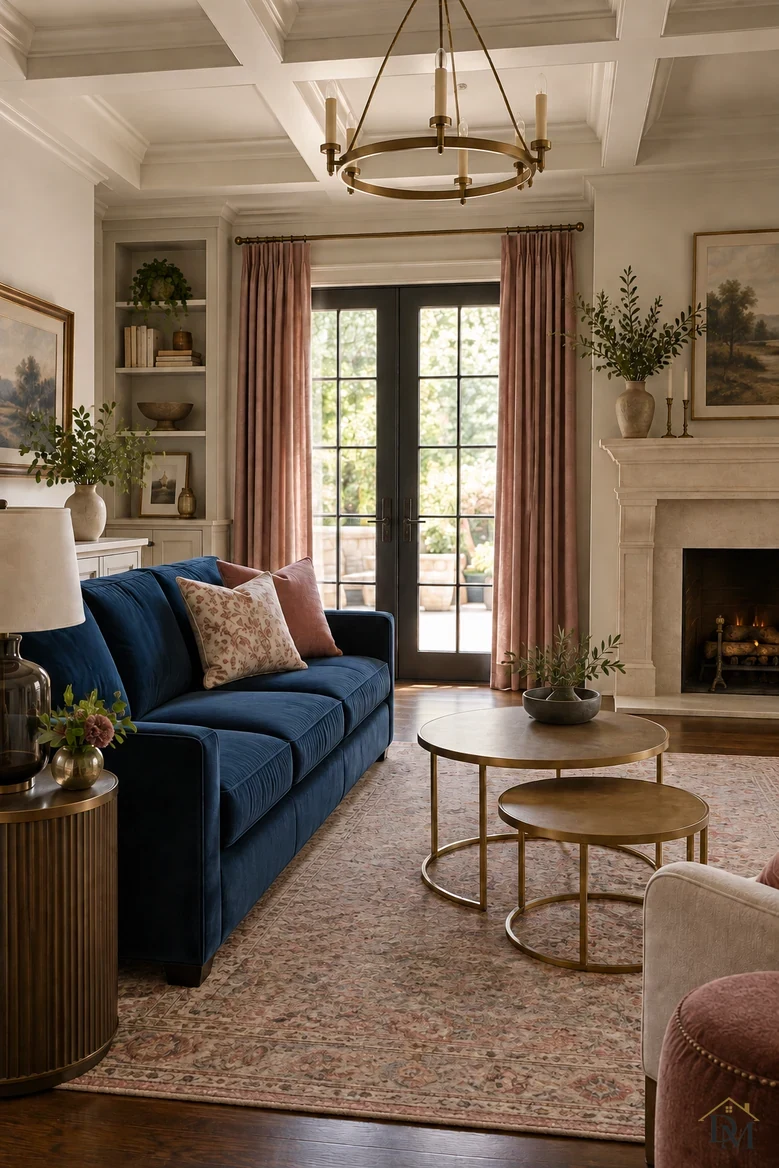 View B: throw put away and the nesting tables holding only the bowl of greenery.