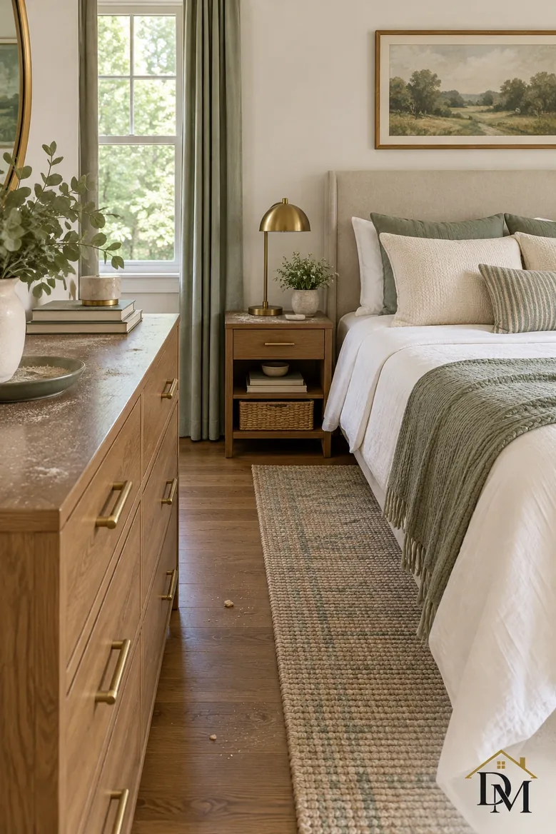 At checkout: a throw over the sectional and a mug and books left on the wood table.