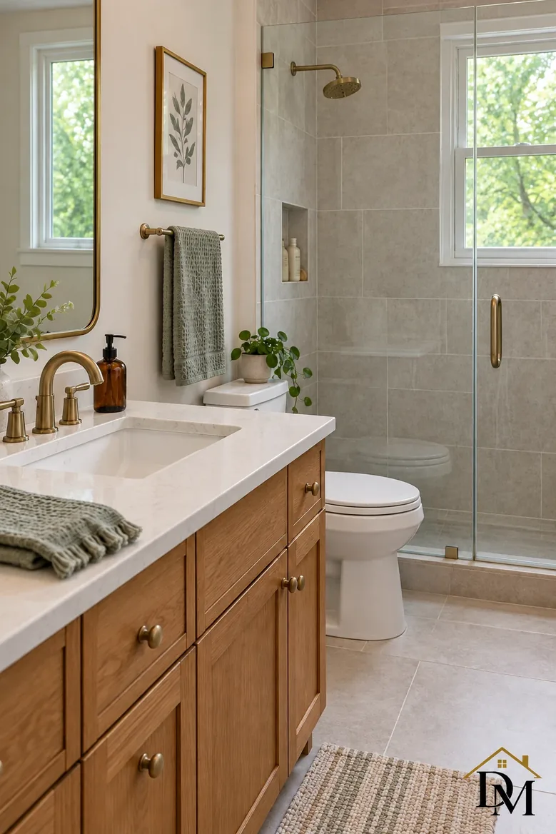 After your cleaner: vanity wiped with your product and the mat set square.