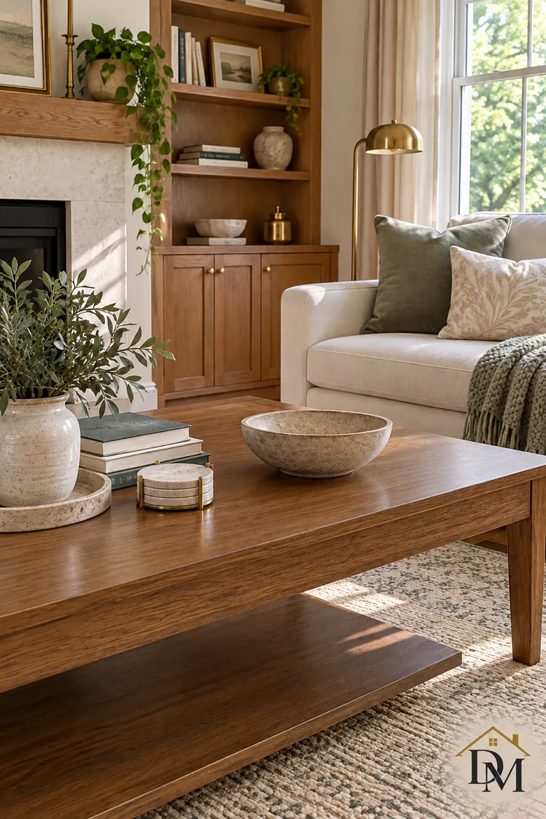 Scheduled visit: throw put away and the wood table cleared.
