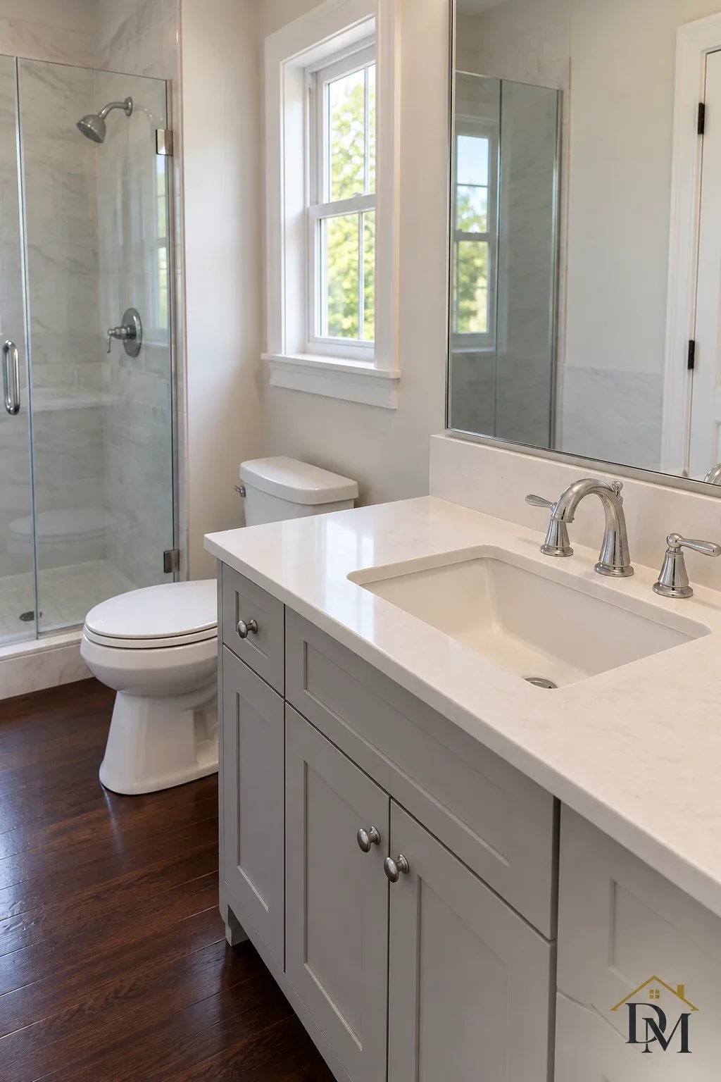 Key return, view B: nothing left on the bathroom floor.