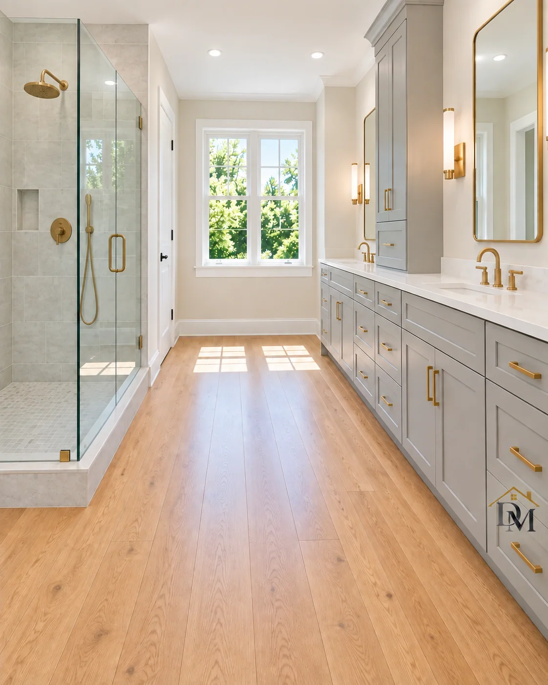 Ready for towels: floor clear between shower and vanity.