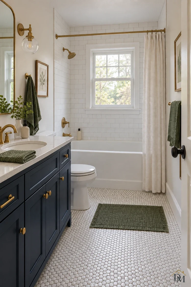 View B: the towel folded on the counter and the tub rim clear.