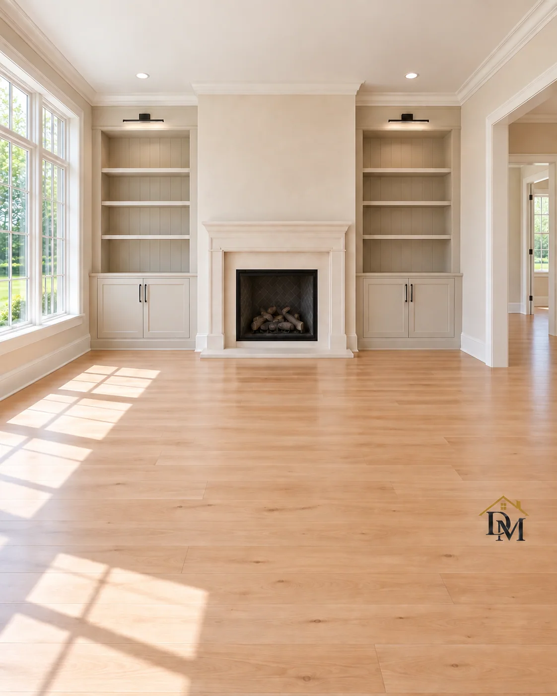 Ready for your furniture: the caddy gone and the wood floor clear.