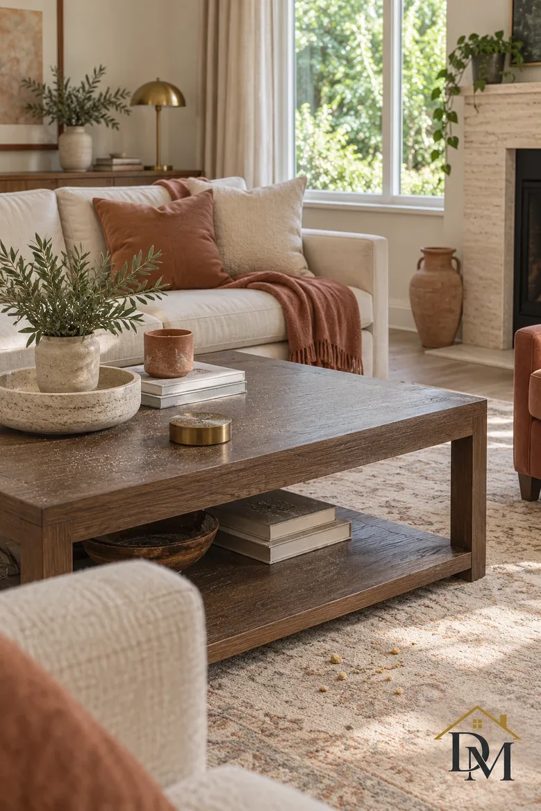 Midweek: a throw, books and a mug gather on the sofa and tables.