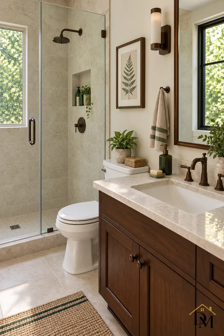 After the regular visit: towel folded and mat square to the tub.
