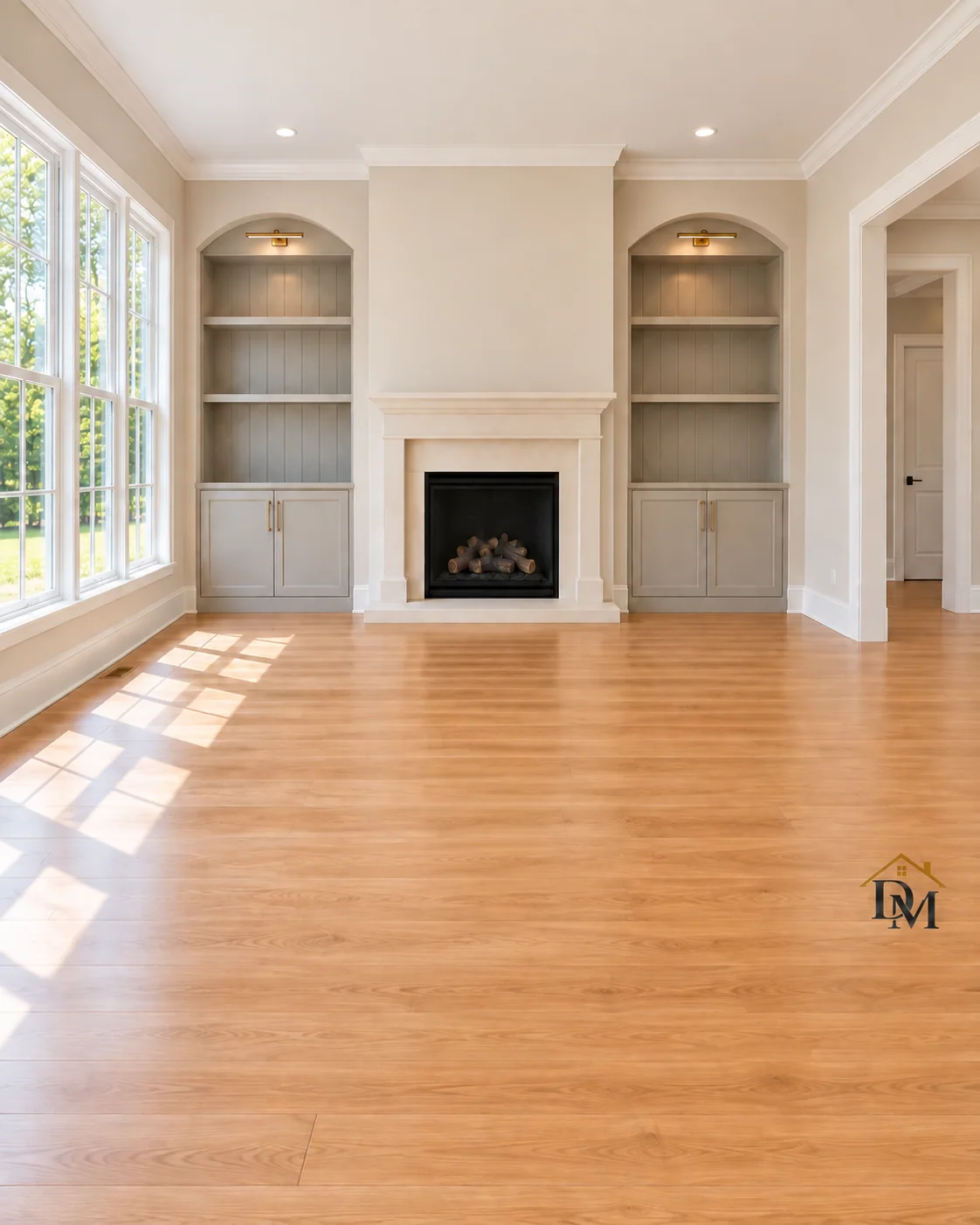 Ready for your keys: caddy lifted off and the wood floor by the built-ins bare.