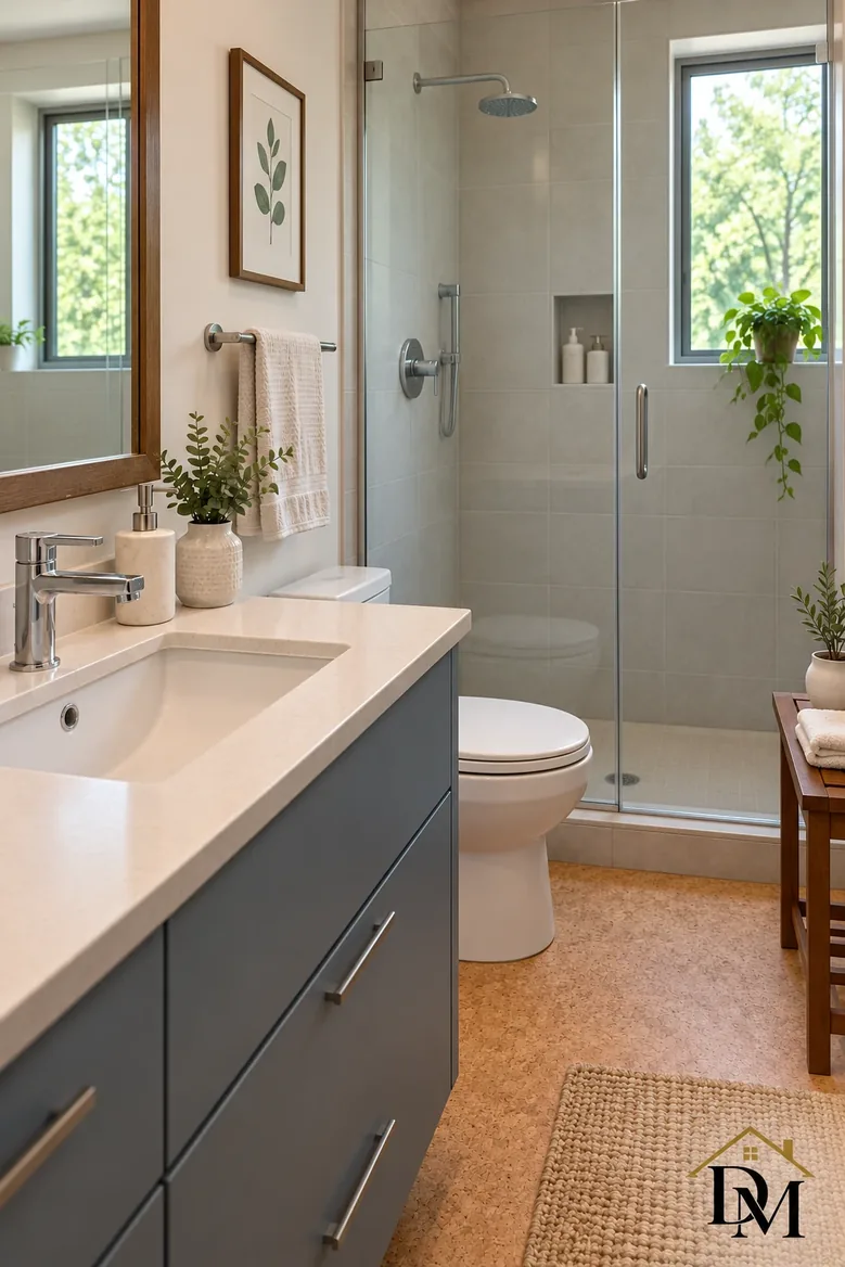 Unit bath view B: towel folded and mat straightened.